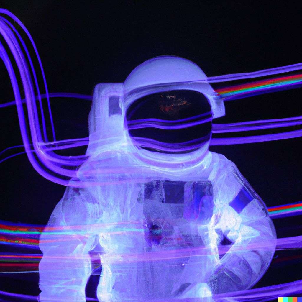 an astronaut, light painting
